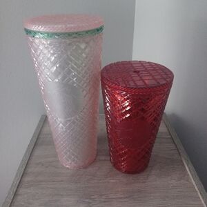 Starbucks Lot Of 2 Jeweled Tumblers No Straws